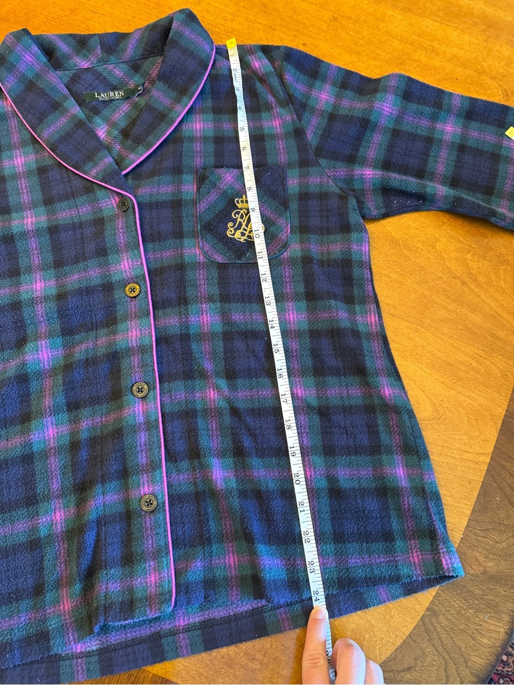 Ralph Lauren Purple Teal Pink Plaid Fleece Pajama Set Size M - Picture 14 of 15